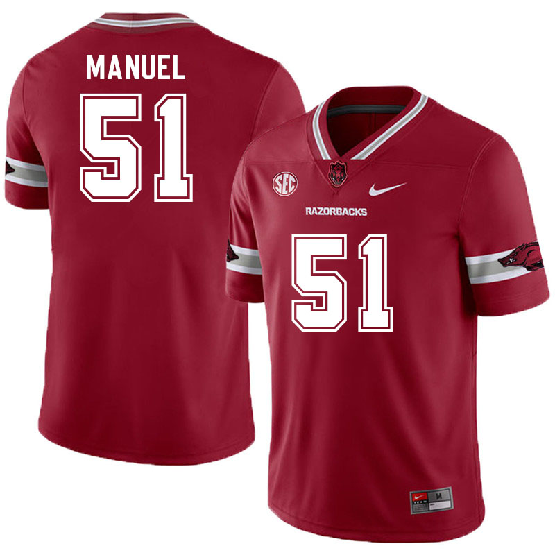 Men #51 Devon Manuel Arkansas Razorback College Football Jerseys Stitched Sale-Alternate Cardinal - Click Image to Close